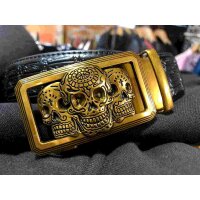 ROCK-HUS Gürtel mit Schnalle Totenköpfe schwarz...