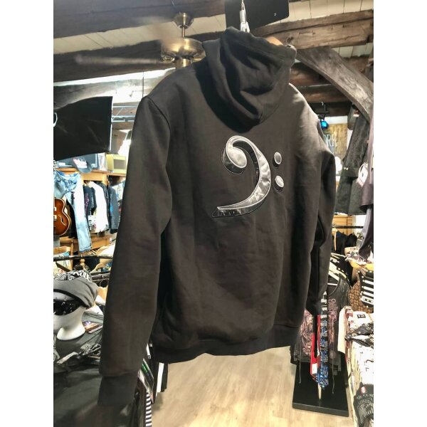 ROCK-HUS Unisex Hoodie Schwarz Grosser Bassschlüssel auf dem Rücken