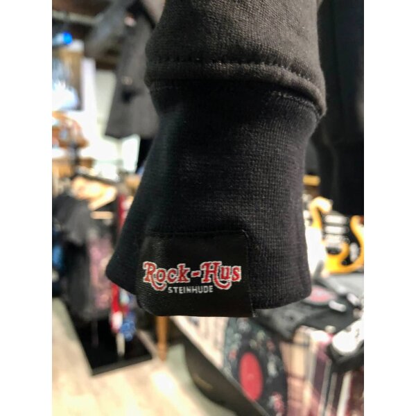ROCK-HUS Unisex Hoodie Schwarz Grosser Bassschlüssel auf dem Rücken