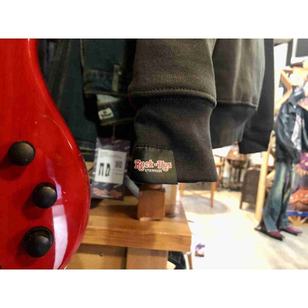 ROCK-HUS Unisex Hoodie Schwarz Grosser Bassschlüssel auf dem Rücken
