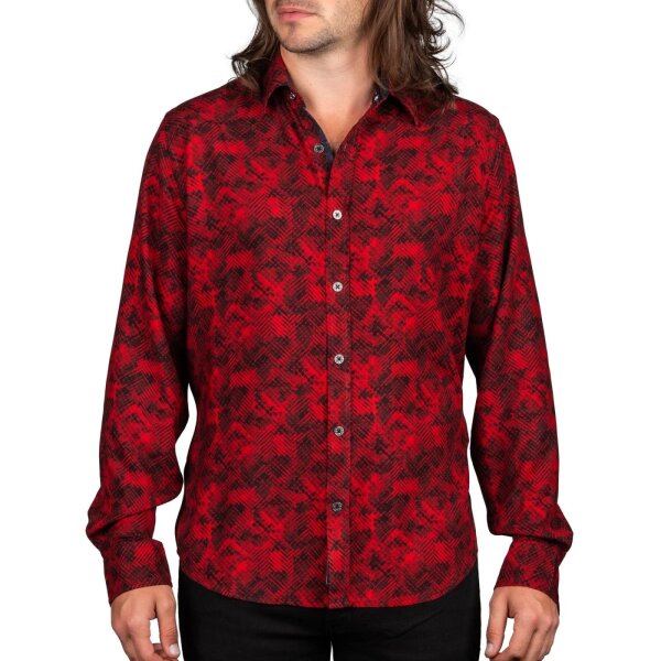 WORNSTAR Herren Rocknrolla Collection Diablero Long Sleeve Button Down Shirt rot