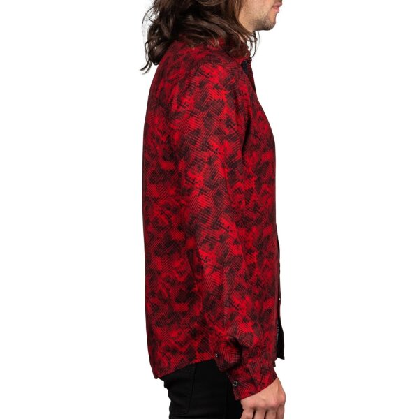 WORNSTAR Herren Rocknrolla Collection Diablero Long Sleeve Button Down Shirt rot