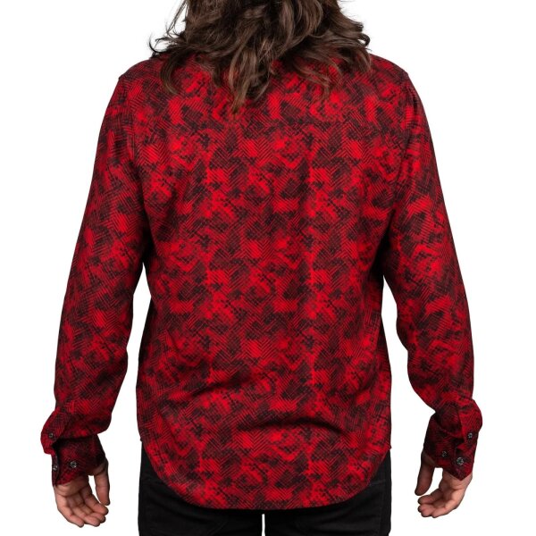 WORNSTAR Herren Rocknrolla Collection Diablero Long Sleeve Button Down Shirt rot