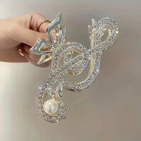 ROCK-HUS Haarspange Notenschlüssel Golden Strass mit...