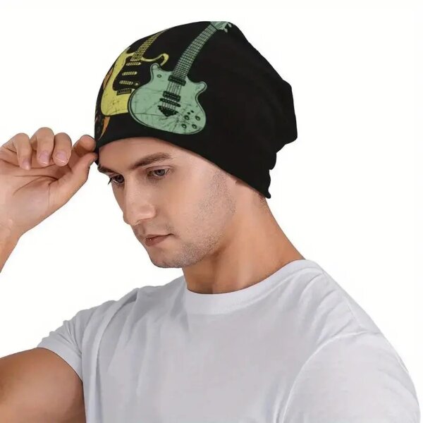 ROCK-HUS Beanie Schwarz Gitarren Bunt