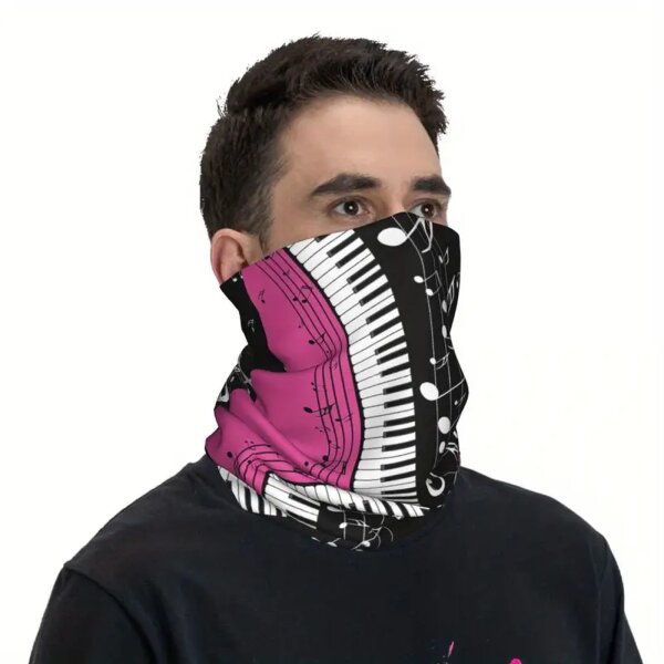 ROCK-HUS Schlauchschal Klaviatur Noten Magenta/Schwarz